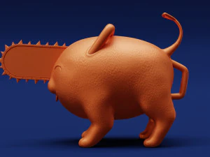 Printable Pochita Keychain 3D Print Model
