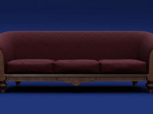 Luxury Classic 3 Seats Sofa 3D 모델