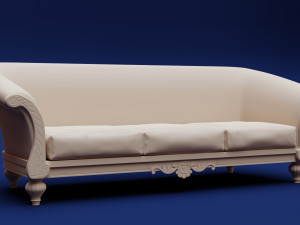 Luxury Classic 3 Seats Sofa 3D 모델