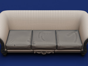 Luxury Classic 3 Seats Sofa 3D 모델