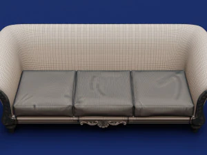 Luxury Classic 3 Seats Sofa 3D Model