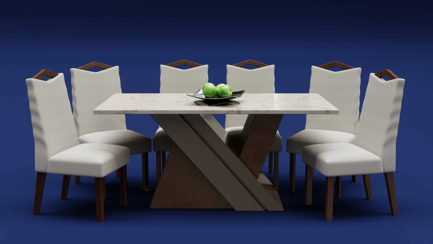 Modern Wood Table 6 seats 3D Model .c4d .max .obj .3ds .fbx .stl .blend