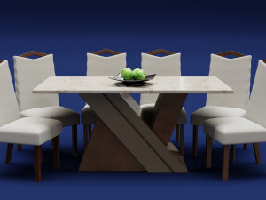 Modern Wood Table 6 seats 3D Model