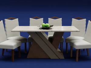 Mesa moderna de madera 6 plazas Modelo 3D