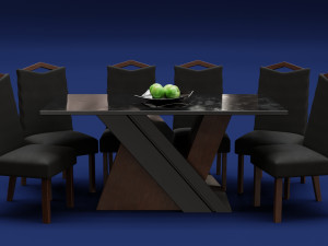 Modern Wood Table 6 seats 3D 模型