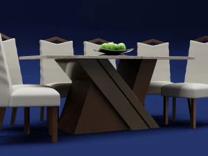 Modern Wood Table 6 seats 3D Model