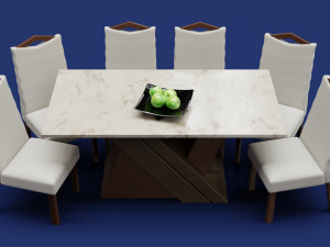Modern Wood Table 6 seats 3D 模型