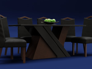 Modern Wood Table 6 seats 3D 模型