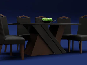 Modern Wood Table 6 seats 3D Model