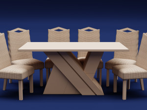 Modern Wood Table 6 seats 3D 模型