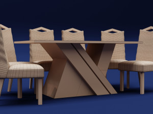 Modern Wood Table 6 seats 3D 模型