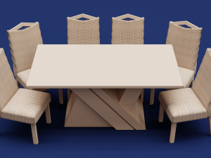 Modern Wood Table 6 seats 3D 模型