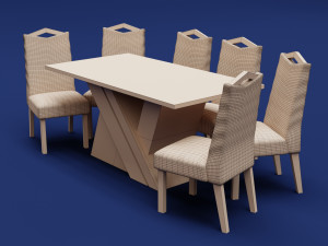 Modern Wood Table 6 seats 3D 模型