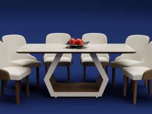 Modern Wood Table 6 seats 2 3D Модель