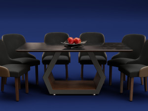 Modern Wood Table 6 seats 2 3D-Modell