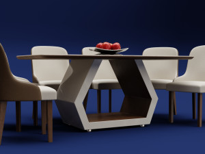 Modern Wood Table 6 seats 2 3D-Modell