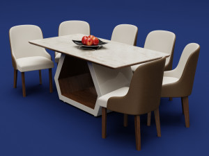 Modern Wood Table 6 seats 2 3D-Modell