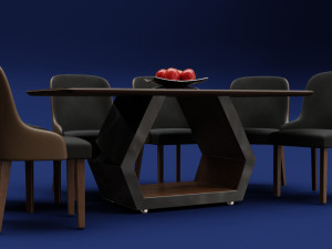 Modern Wood Table 6 seats 2 3D-Modell