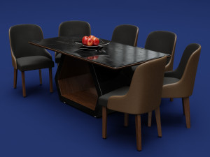 Modern Wood Table 6 seats 2 3D-Modell
