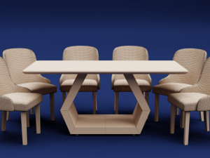 Modern Wood Table 6 seats 2 3D-Modell
