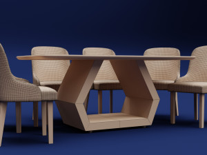 Modern Wood Table 6 seats 2 3D-Modell