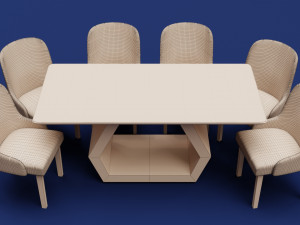Modern Wood Table 6 seats 2 3D-Modell
