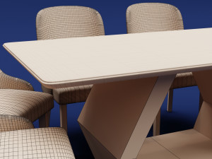 Modern Wood Table 6 seats 2 3D-Modell