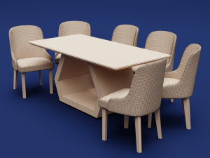 Modern Wood Table 6 seats 2 3D-Modell
