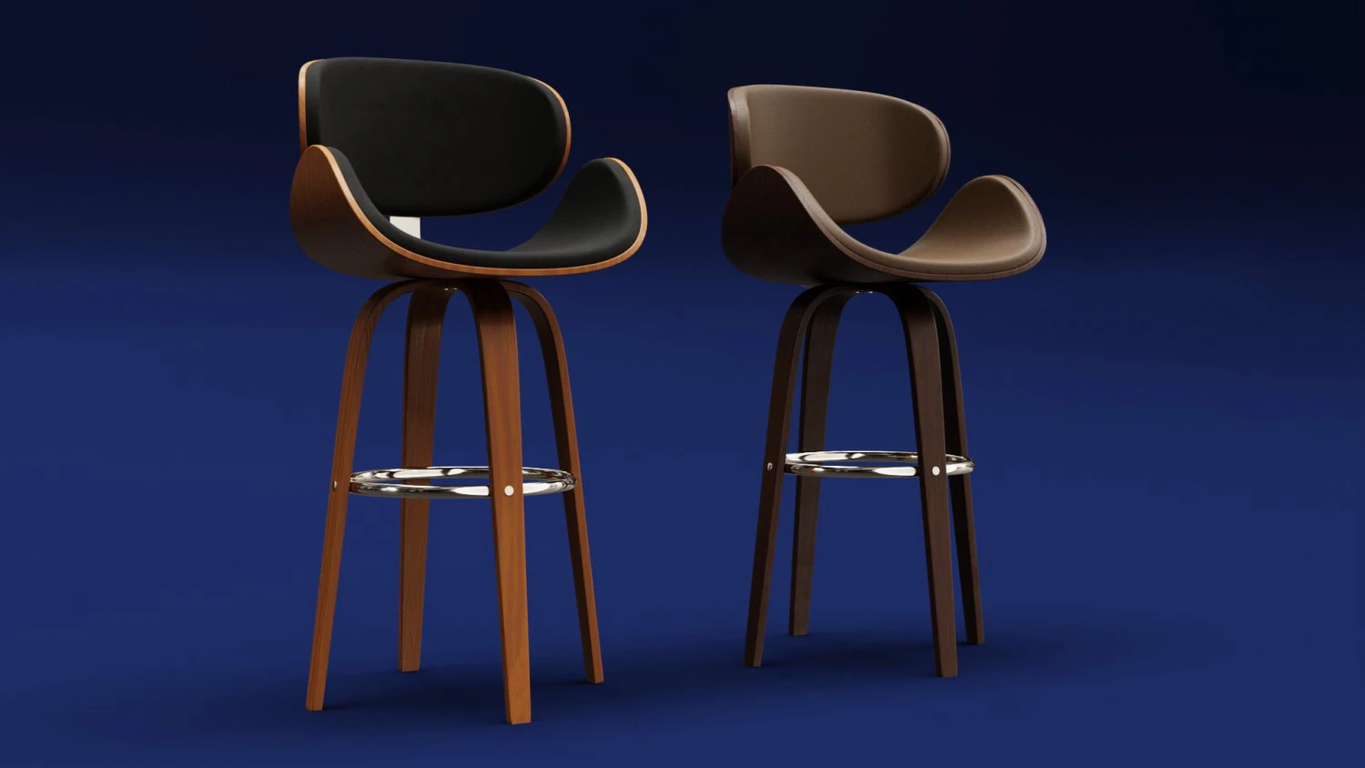 Modern Wood Stool 3D Model .c4d .max .obj .3ds .fbx .stl .blend 