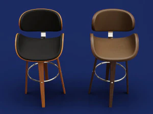 Modern Wood Stool 3D Model
