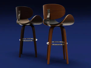 Modern Wood Stool 3D Model