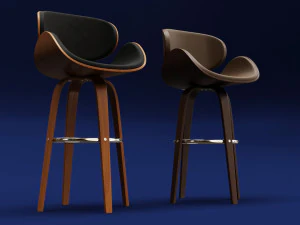 Modern Wood Stool 3D Model