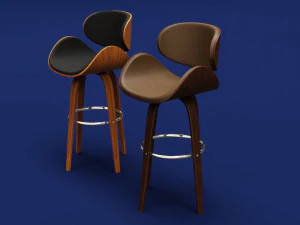 Modern Wood Stool 3D Model