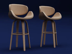 Modern Wood Stool 3D Model