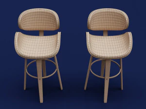 Modern Wood Stool 3D Model