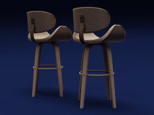 Modern Wood Stool 3D Model