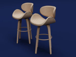 Modern Wood Stool 3D Model