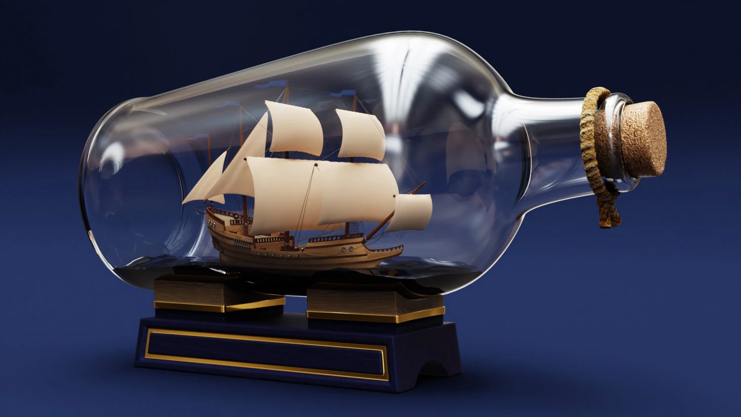 Boat in a Bottle 3D Model .c4d .max .obj .3ds .fbx .stl .blend
