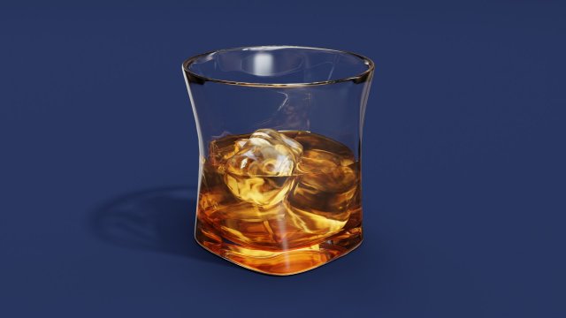 Drink Glass - Classic Whiskey on the Rocks 3D Модель .c4d .max .obj .3ds .fbx .stl .blend 