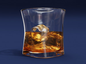 Drink Glass - Classic Whiskey on the Rocks 3D Модель