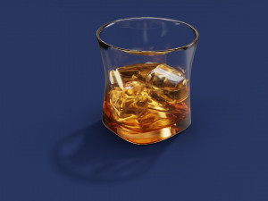 Drink Glass - Classic Whiskey on the Rocks 3D Модель