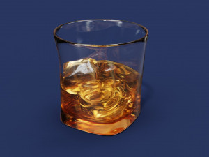 Drink Glass - Classic Whiskey on the Rocks 3D Модель