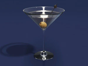 Gelas Minuman - Martini Kering Model 3D