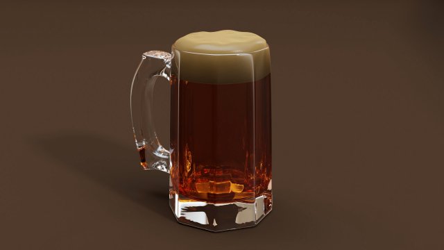 Glass Mug of Brown Ale 3D Model .c4d .max .obj .3ds .fbx .stl .blend