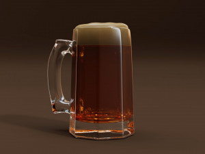 Glass Mug of Brown Ale 3D Model