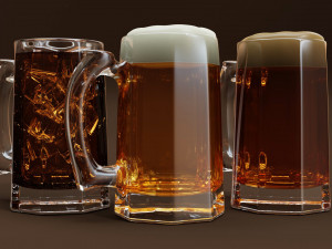 Drink Mug Set - Beer Ale and Coke 3D Model