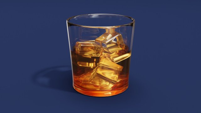 Drink Glass - Whiskey on Old Fashioned Glass Modelo 3D .c4d .max .obj .3ds .fbx .stl .blend 