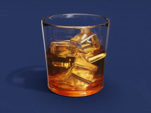 Gelas Minuman - Wiski di Gelas Kuno Model 3D