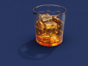 Drink Glass - Whiskey on Old Fashioned Glass Modelo 3D