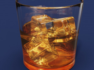 Drink Glass - Whiskey on Old Fashioned Glass Modelo 3D